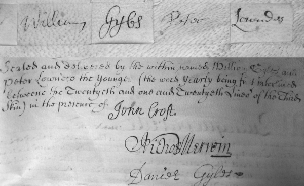Signatures of William Gyles and Peter Lowndes