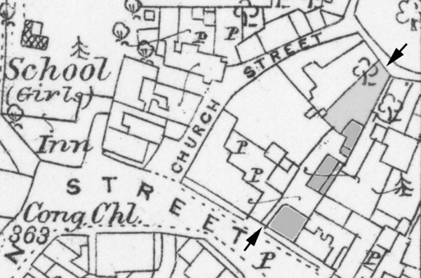 Plan showing 20 Horn Street and land behind it