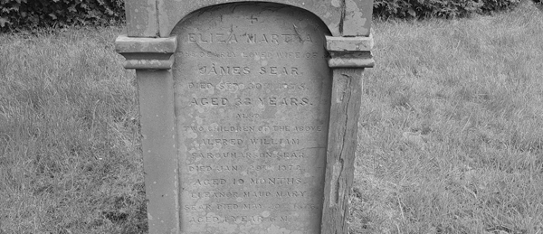 Epitaph of Eliza Martha Sear and two children