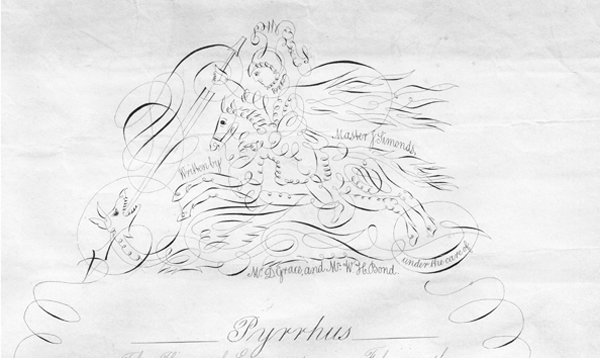 Calligraphy with the name Pyrrhus