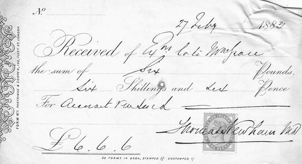 Invoice signed by Thomas Newham