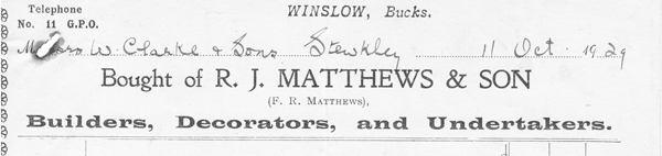 R.J.Matthews & Son billhead