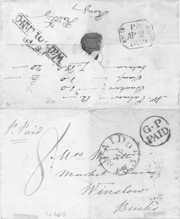 Wrapper with postmarks