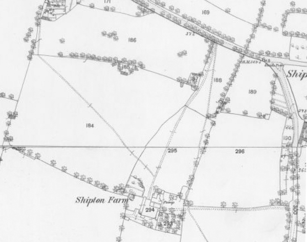 25" OS map showing Shipton Farm and surroundings