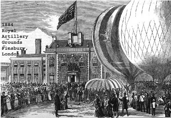 Drawing of the balloons taking off from Finsbury Park
