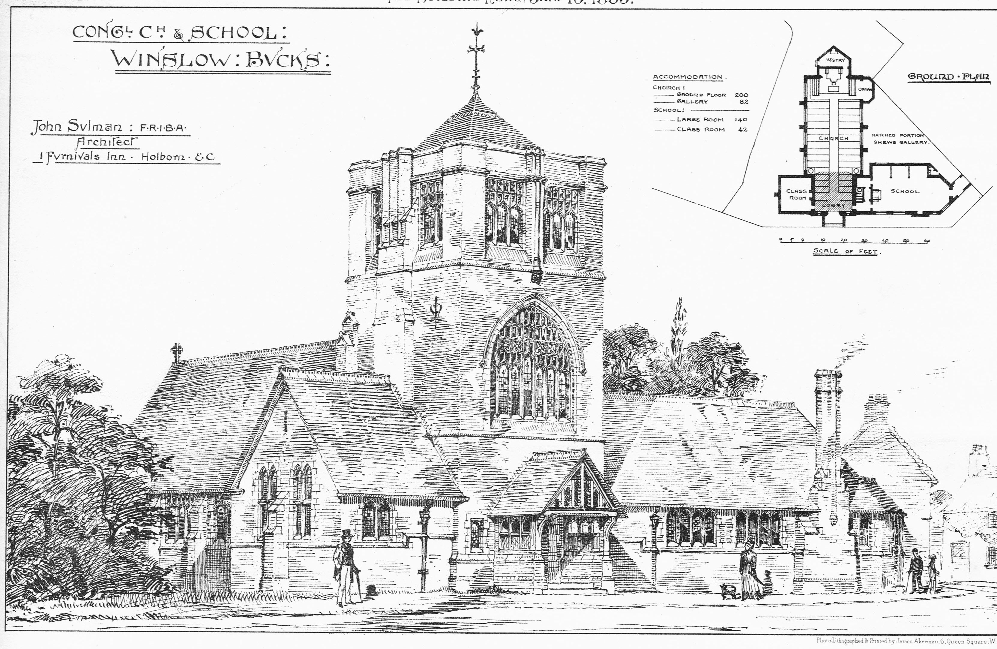 Drawing and plan of the Congregational Church