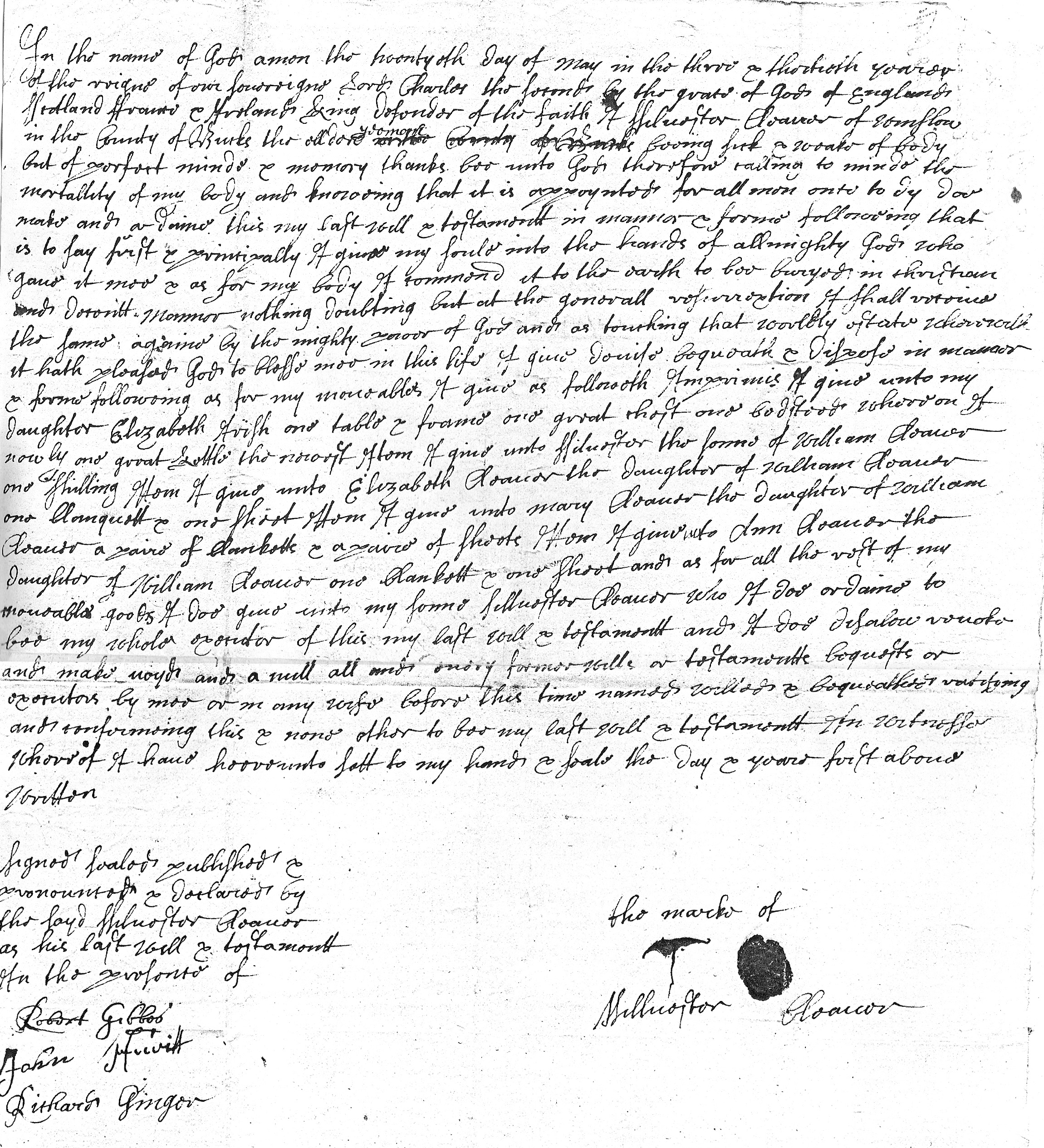 Will of Silvester Cleaver