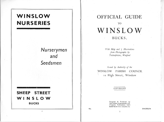 Advert for winslow Nurseries, title page