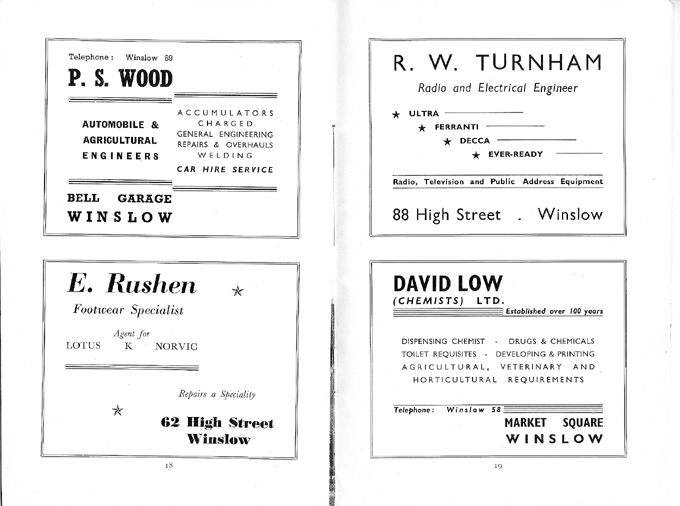 Adverts for Wood, Rushen, Turnham, Low
