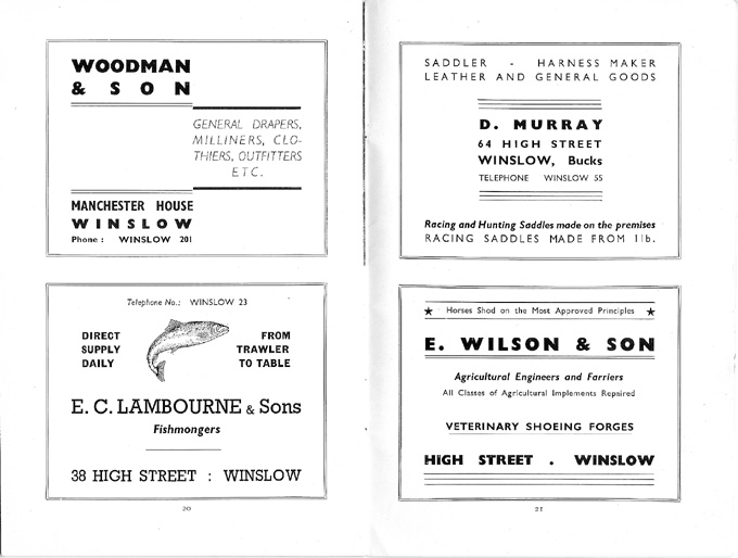 Adverts for Woodman, lambourne, Murray, Wilson