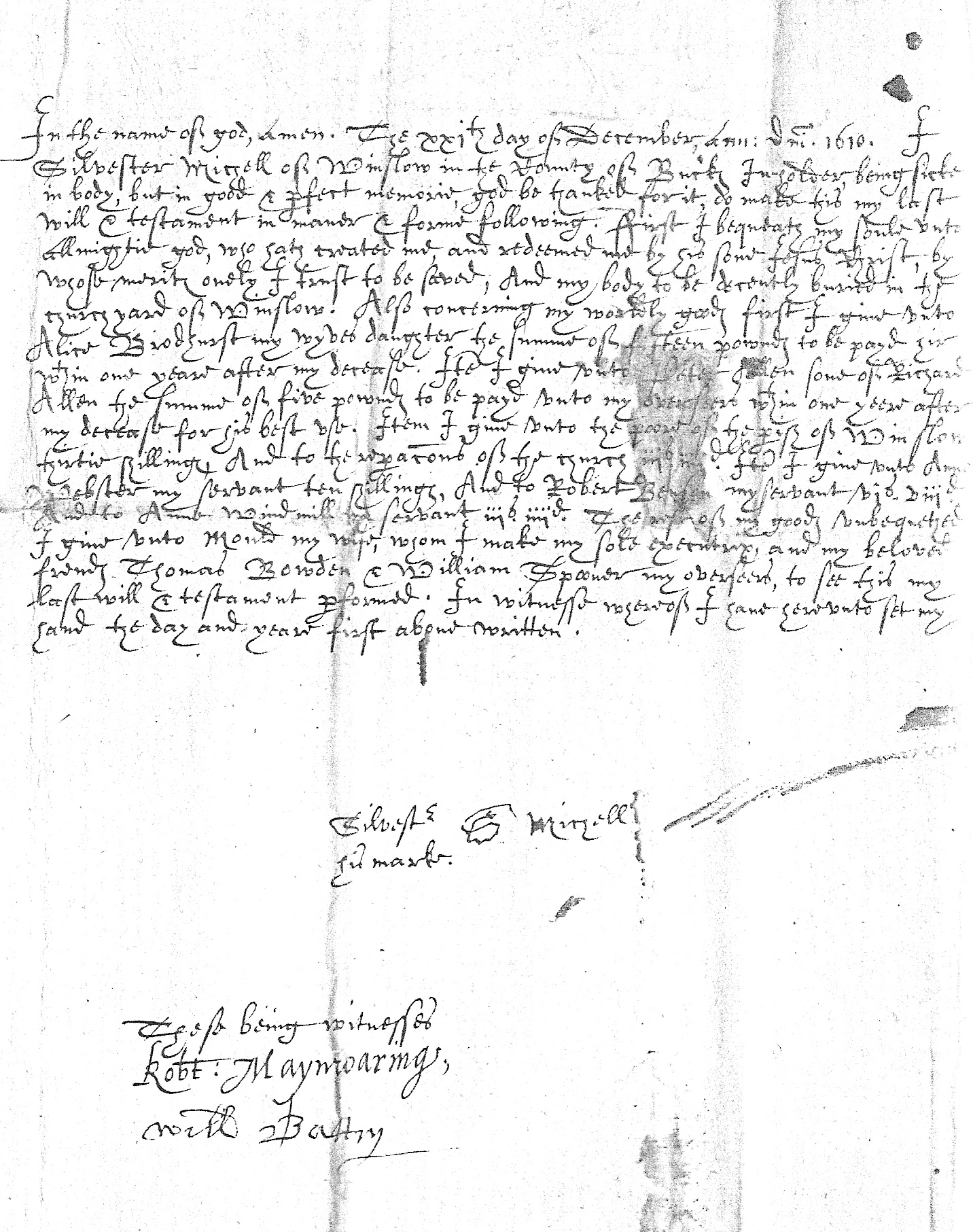 Will of Silvester Michell
