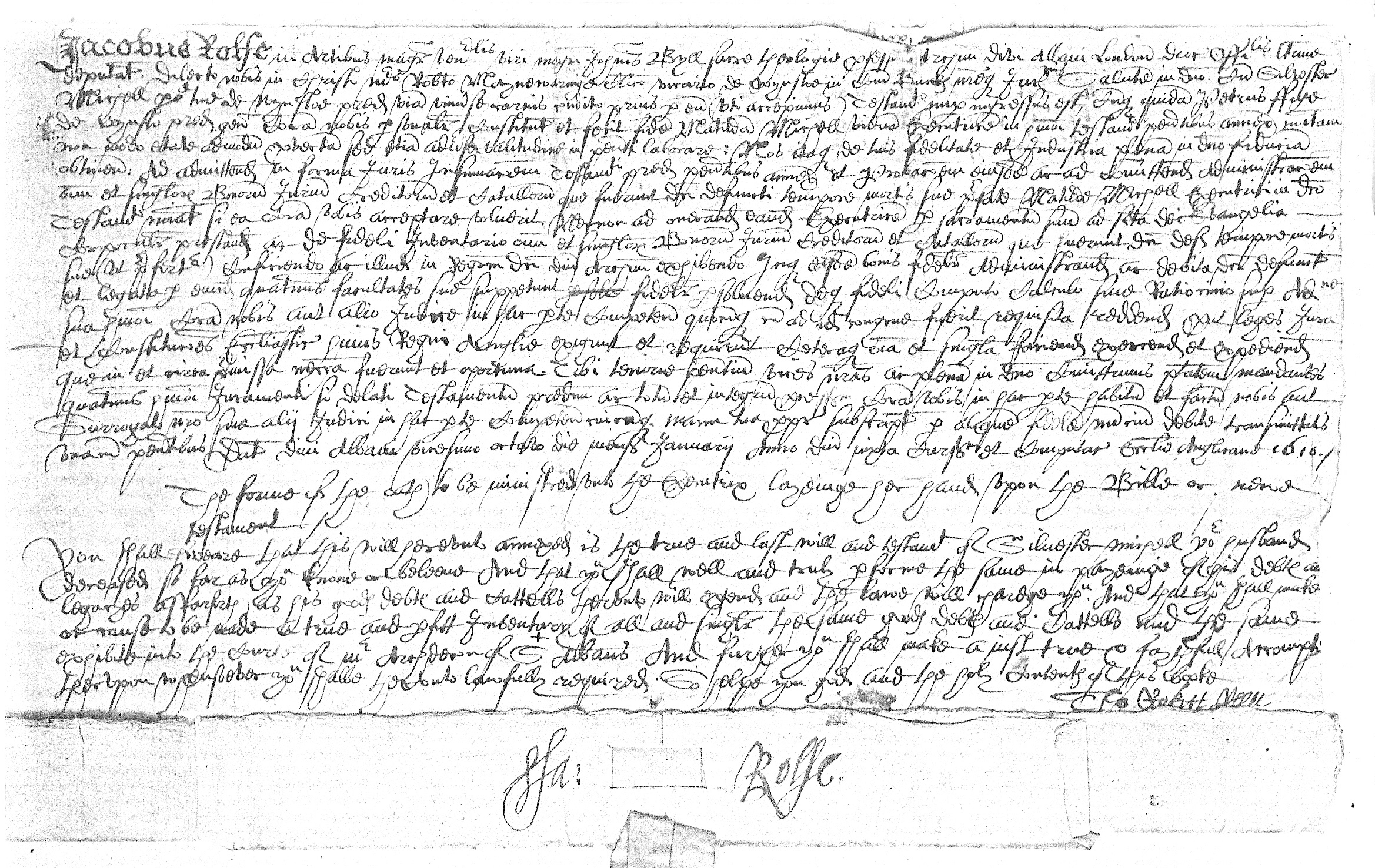 Letter about Silvester Michell's will