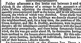 Newspaper cutting about fire 1833